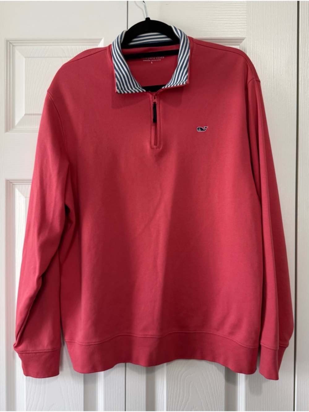Vineyard Vines Quarter Zip Pullover Large Pink Pima Cotton Shep Shirt